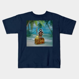 Old pirate and yellow octopus Kids T-Shirt